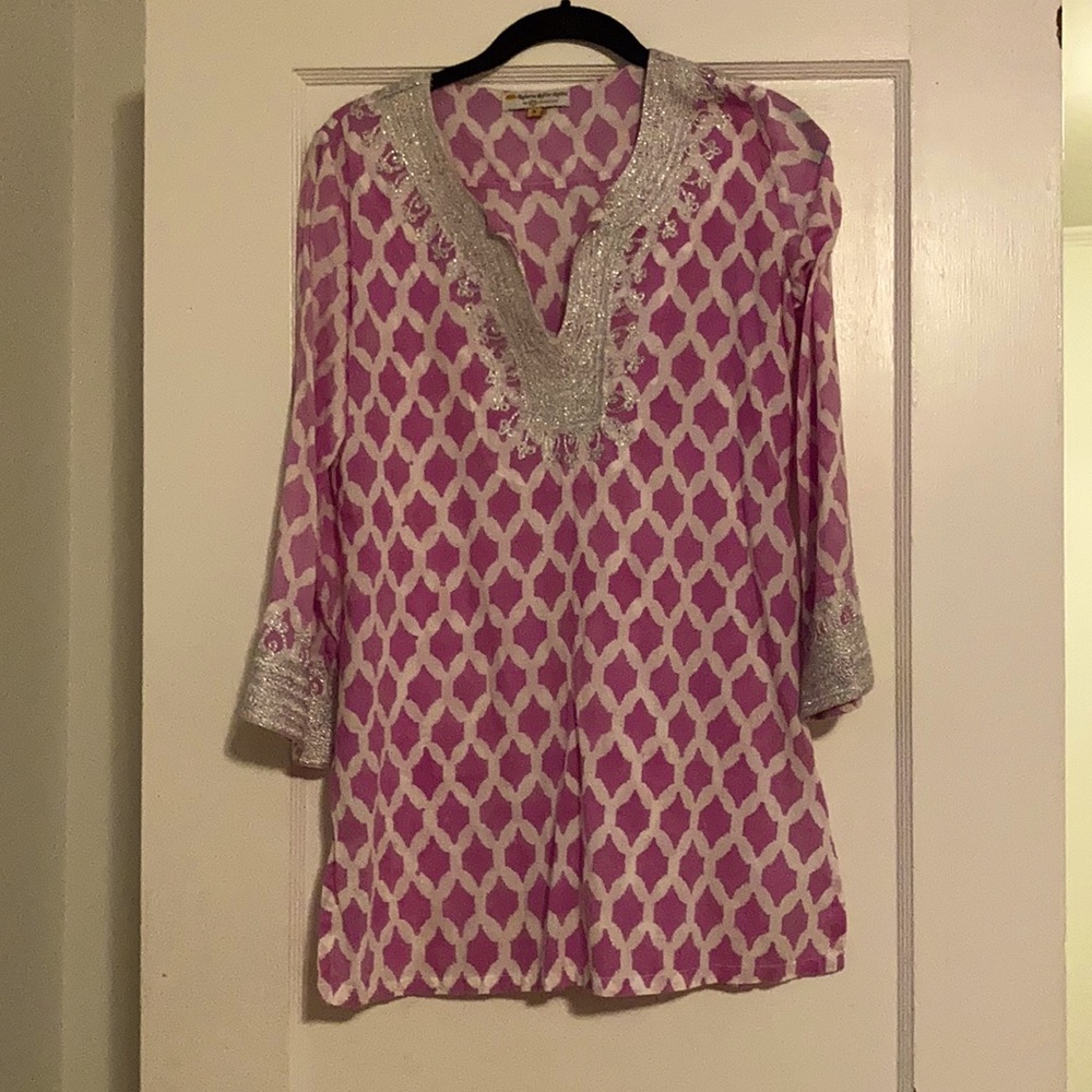 Roberta Roller Rabbit Tunic with Silver Embroidery